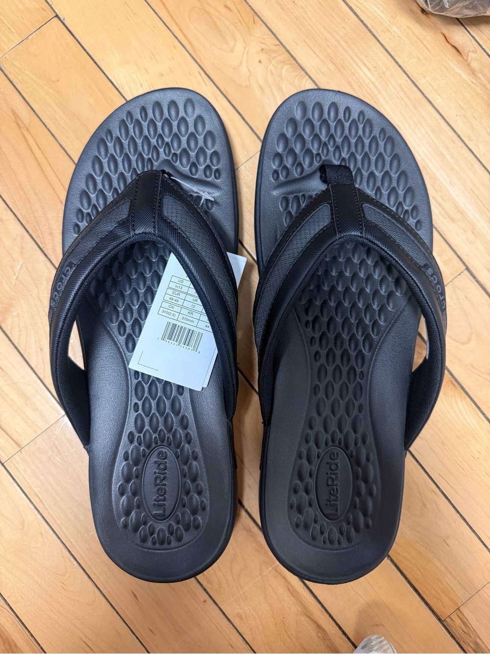 New In Bag Crocs Men's Yukon Vista II LiteRide Black Flip Flops Sandals Size 13